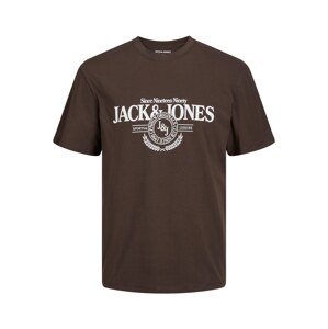 JACK & JONES Tričko 'LAKEWOOD'  čokoládová / biela