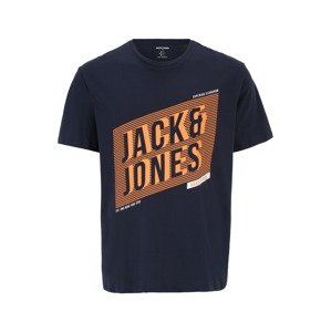 Jack & Jones Plus Tričko 'NET'  námornícka modrá / oranžová / biela