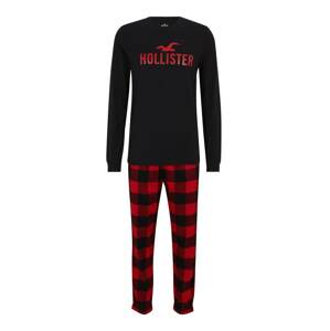 HOLLISTER Dlhé pyžamo  červená / čierna