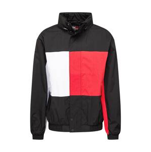 Tommy Jeans Prechodná bunda 'ARCHIVE FLAG'  sivá / červená / čierna / biela