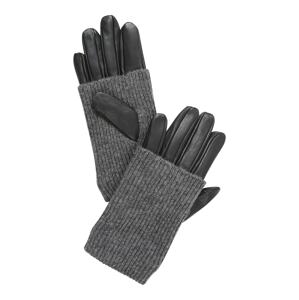 PIECES Prstové rukavice 'PATTY'  tmavosivá / čierna
