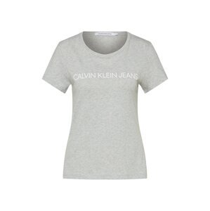 Calvin Klein Jeans Tričko 'Institutional'  sivá melírovaná / biela