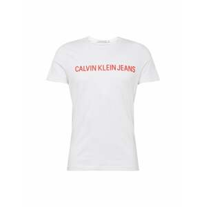 Calvin Klein Jeans Tričko 'INSTITUTIONAL SLIM LOGO TEE'  červená / biela