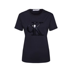Calvin Klein Jeans Shirt 'FLOCK MONOGRAM CK SLIM TEE'  čierna