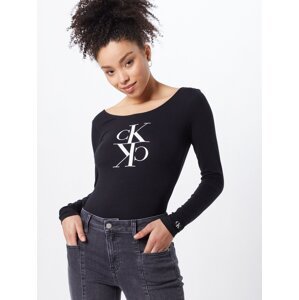 Calvin Klein Jeans Tričko 'MIRRORED MONOGRAM BODY'  čierna