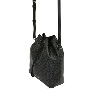Calvin Klein Vak 'DRAWSTRING BUCKET BAG MONOGRAM'  sivá / čierna