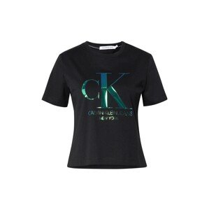 Calvin Klein Tričko 'IRIDESCENT CK STRAIGHT TEE'  zelená / čierna