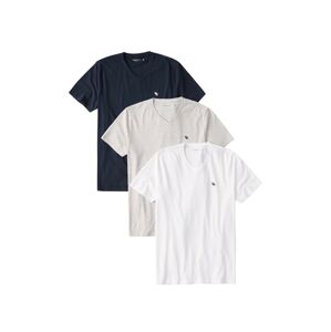 Abercrombie & Fitch Tričko  biela / sivá melírovaná / námornícka modrá