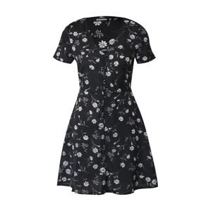 Missguided Letné šaty 'BUTTON THROUGH TEA DRESS SS FLORAL'  čierna