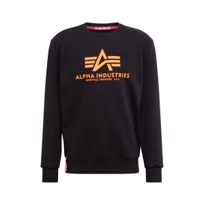 ALPHA INDUSTRIES Mikina 'Basic Sweater Neon Print'  neónovo oranžová / čierna