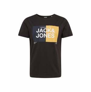 JACK & JONES Tričko 'Dope'  oranžová / čierna / biela