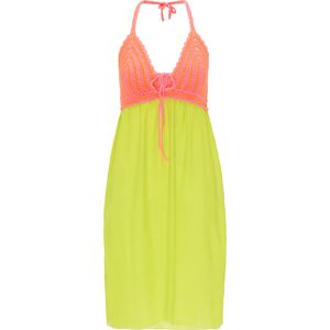 MYMO Letné šaty  neónovo zelená / svetloružová / neónovo oranžová