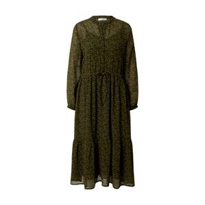 MOSS COPENHAGEN Košeľové šaty 'Addie Rosalie'  tmavozelená / svetložltá / čierna