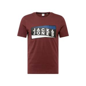 JACK & JONES Tričko 'SHAUN'  vínovo červená / biela / čierna / modrá