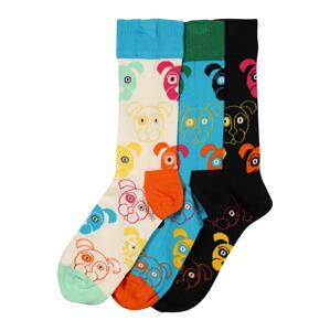 Happy Socks Ponožky 'Dog'  nefritová / biela / čierna / limetková / oranžovo červená