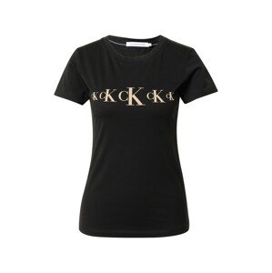 Calvin Klein Jeans Tričko  čierna / béžová