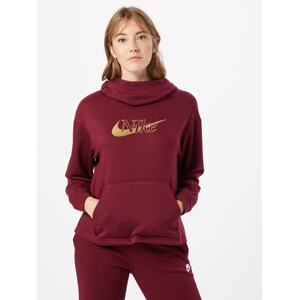 Nike Sportswear Mikina  vínovo červená / zlatá