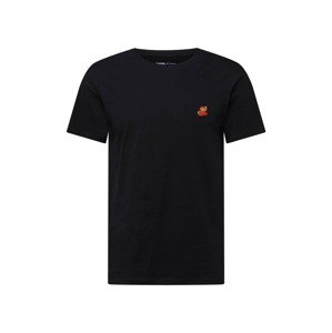 DEDICATED. T-Shirt 'Stockholm'  čierna / svetlohnedá / oranžovo červená
