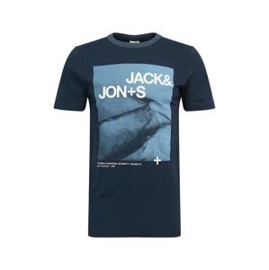 JACK & JONES Tričko 'ROCK'  námornícka modrá / dymovo modrá / biela