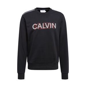 Calvin Klein Mikina  čierna / biela / tmavooranžová