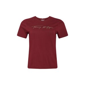 Tommy Hilfiger Curve Tričko  tmavočervená / zlatá