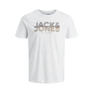 JACK & JONES Tričko  biela / čierna / hnedá