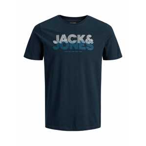 JACK & JONES Tričko  biela / nebesky modrá / tmavomodrá