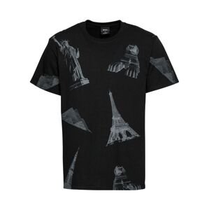 HUF T-Shirt 'LANDMARKS'  čierna / sivá / biela