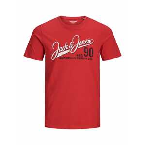JACK & JONES Tričko  biela / čierna / karmínovo červená