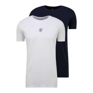 SikSilk T-Shirt  biela / námornícka modrá / čierna