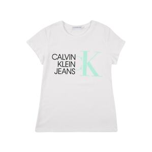 Calvin Klein Jeans Tričko  biela / čierna / mätová