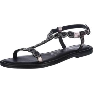 TAMARIS Remienkové sandále  čierna / tmavosivá / farby bahna