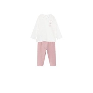 MANGO KIDS Schlafanzug 'Bunny'  svetloružová / biela