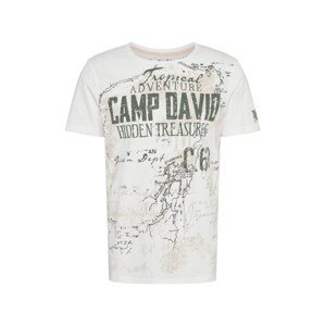 CAMP DAVID Tričko  biela / farby bahna / svetlosivá / kaki