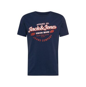 JACK & JONES Tričko  námornícka modrá / biela / svetločervená