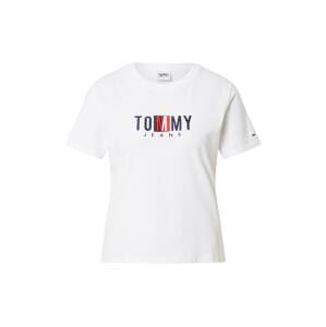 Tommy Jeans Tričko  šedobiela / tmavomodrá / červená