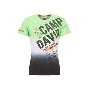 CAMP DAVID Tričko  zelená / tmavomodrá / biela / oranžová