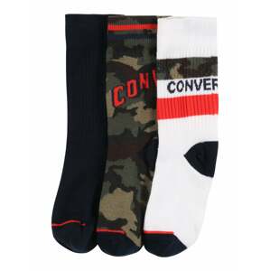 CONVERSE Ponožky  čierna / biela / svetločervená / kaki / pueblo