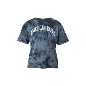 American Eagle Tričko  tmavomodrá / modrosivá / biela