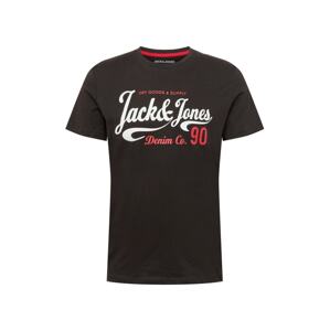 JACK & JONES Tričko 'MOON'  čierna / biela / grenadínová
