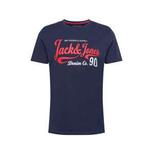 JACK & JONES Tričko 'MOON'  námornícka modrá / svetločervená / biela