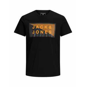 JACK & JONES Tričko  čierna / oranžová