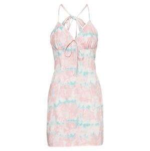 Missguided Letné šaty  ružová / biela / tyrkysová