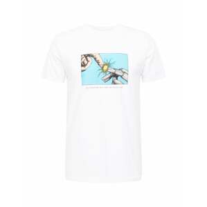 Wemoto T-Shirt 'NEW LIFE'  biela / sivá / tyrkysová / žltá