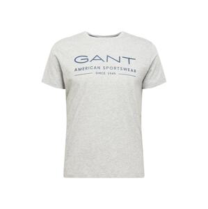 GANT Tričko  sivá melírovaná / tmavomodrá