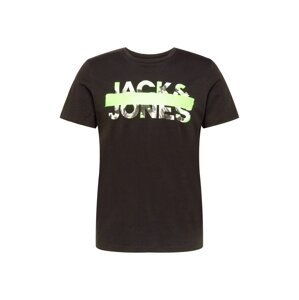 JACK & JONES Tričko 'JORTAPS'  čierna / kiwi / svetlosivá