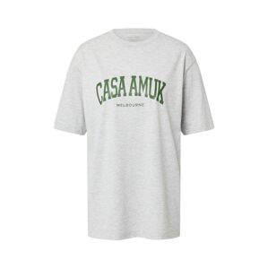 CASA AMUK Oversize tričko 'Varsity'  sivá melírovaná / tmavozelená