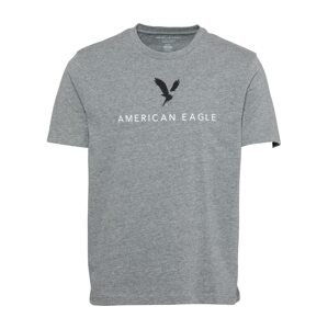 American Eagle Tričko  biela / sivá melírovaná / čierna