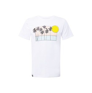 DEDICATED. T-Shirt 'Stockholm Sunset Palms'  biela / žltá / azúrová / marhuľová