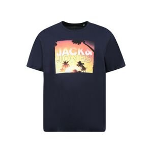 Jack & Jones Plus Tričko  tmavomodrá / biela / lososová / žltá